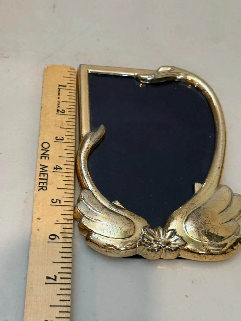 Vintage ornate Swans silver plated freestanding photo‎ picture frame  4x6